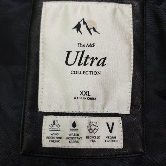 Abercrombie & Fitch Ultra Collection XXL Vegan Leather Coat Jacket 45" Long - Picture 6 of 16